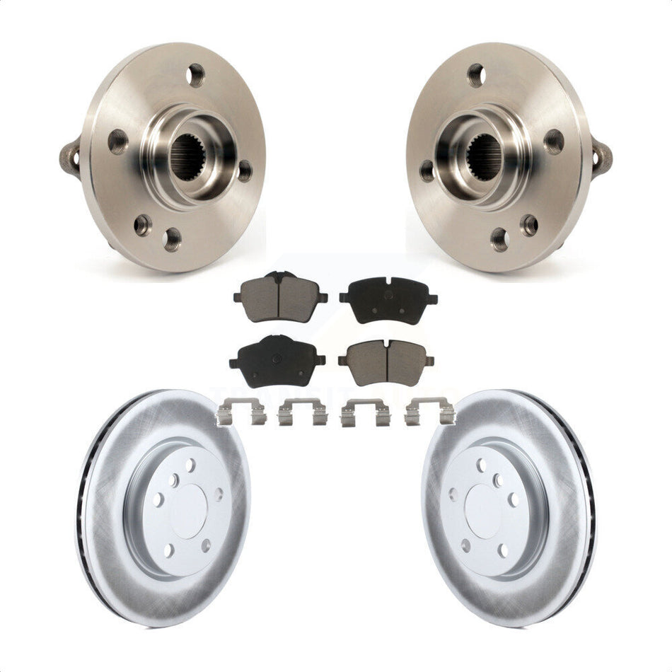 Front Hub Bearing Assembly With Coated Disc Brake Rotors And Ceramic Pads Kit For 2014-2015 Mini Cooper Convertible Coupe 294mm Diameter Rotor 5 Lug Wheels KBB-121537