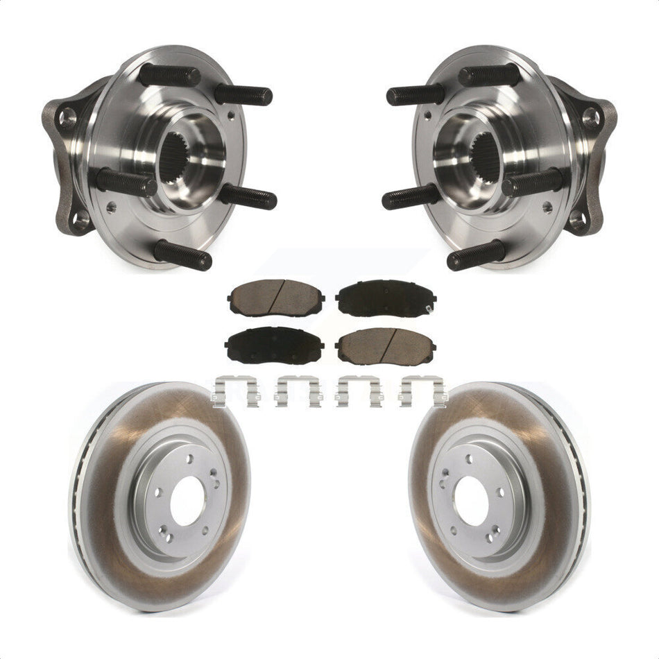 Front Hub Bearing Assembly With Coated Disc Brake Rotors And Ceramic Pads Kit For 2015-2019 Kia Sedona KBB-121543