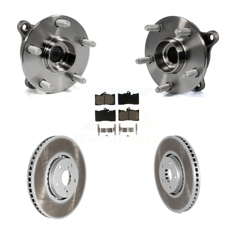 Front Hub Bearing Assembly With Coated Disc Brake Rotors And Ceramic Pads Kit (5Pc) For Lexus IS350 Vehicles Built Canadian Market KBB-121549