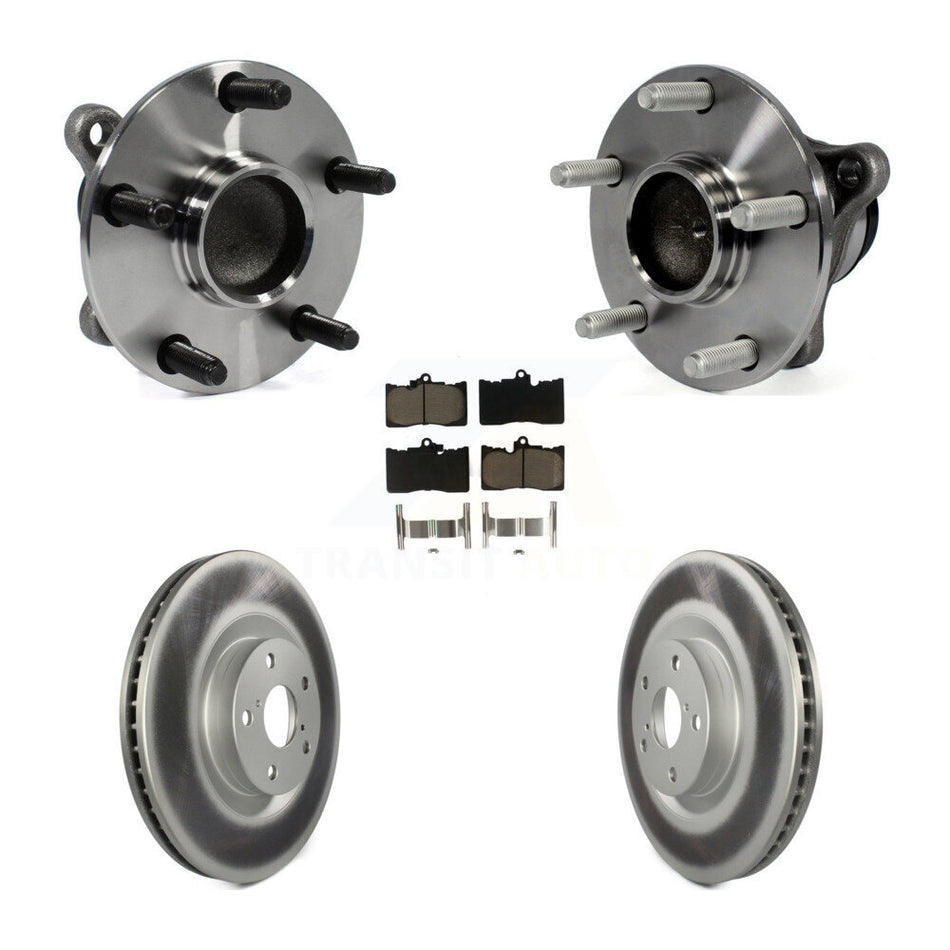 Front Hub Bearing Assembly With Coated Disc Brake Rotors And Ceramic Pads Kit (5Pc) For Lexus IS350 GS350 GS450h GS460 KBB-121550