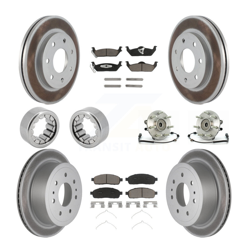 Front Rear Hub Bearing Coat Brake Rotor Pad Shoe Kit (10Pc) For 06-08 Lincoln Mark LT 4WD KBB-121580