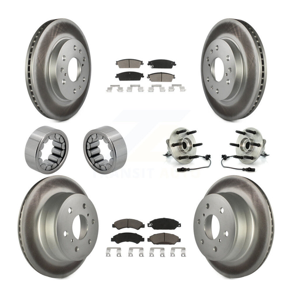 Front Rear Hub Bearing Coated Brake Rotor Pad Shoe Kit (10Pc) For Chevrolet Avalanche GMC KBB-121596