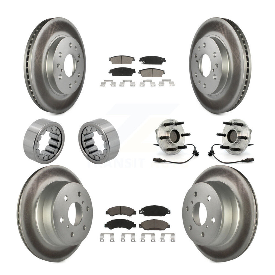 Front Rear Hub Bearing Coated Brake Rotor Pad Shoe Kit (10Pc) For Chevrolet Avalanche GMC KBB-121597
