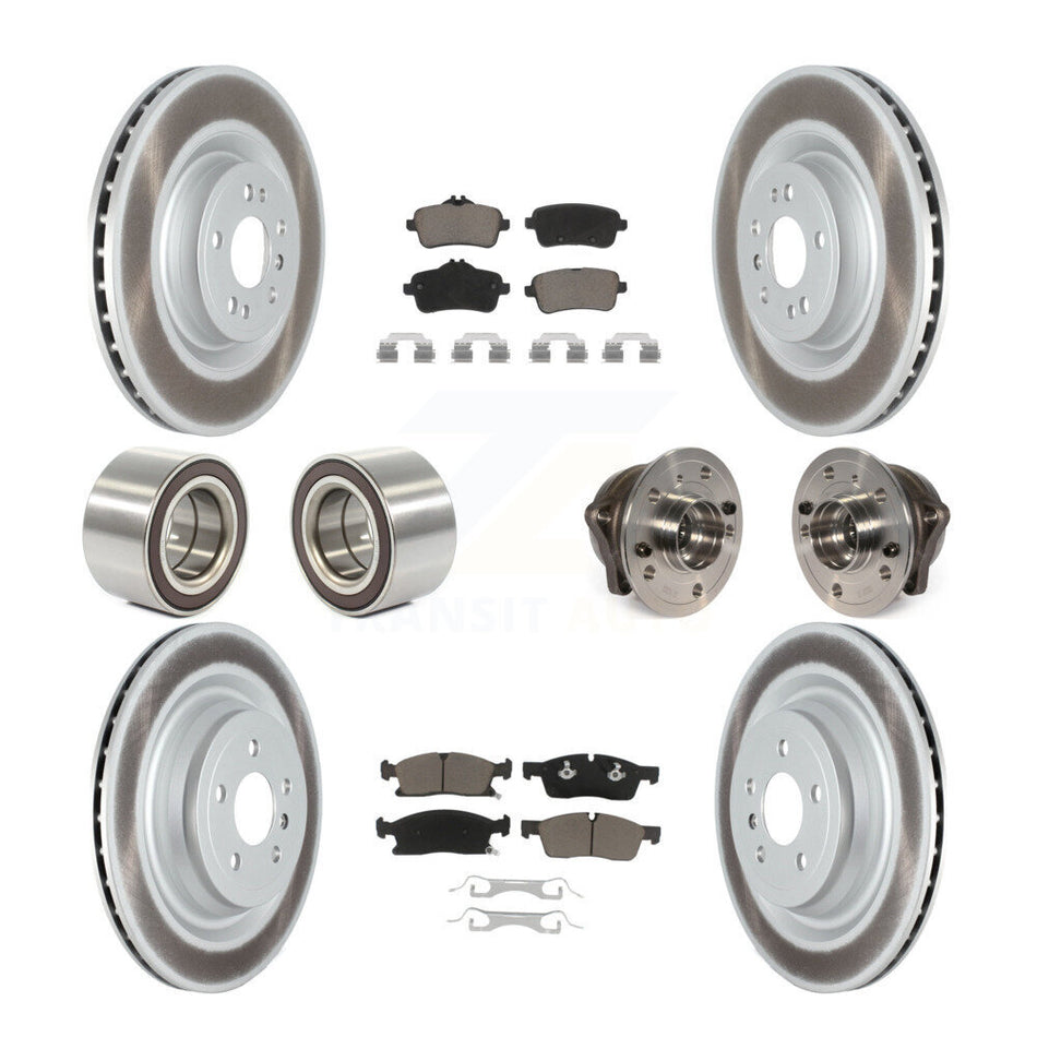 Front Rear Wheel Hub Bearings Assembly Coated Disc Brake Rotors And Ceramic Pads Shoes Kit (10Pc) For Mercedes-Benz GL450 GL350 Without Sport Package KBB-121603