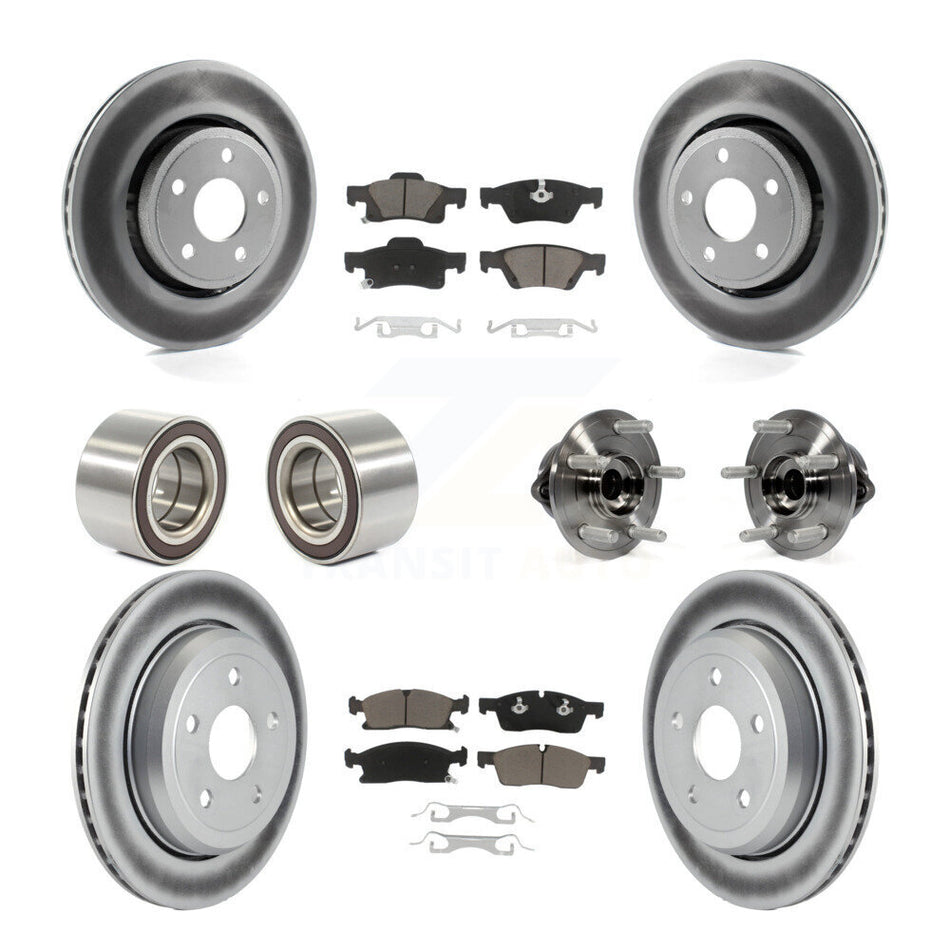 Front Rear Wheel Hub Bearings Assembly Coated Disc Brake Rotors And Ceramic Pads Shoes Kit (10Pc) For Dodge Durango Jeep Grand Cherokee KBB-121606
