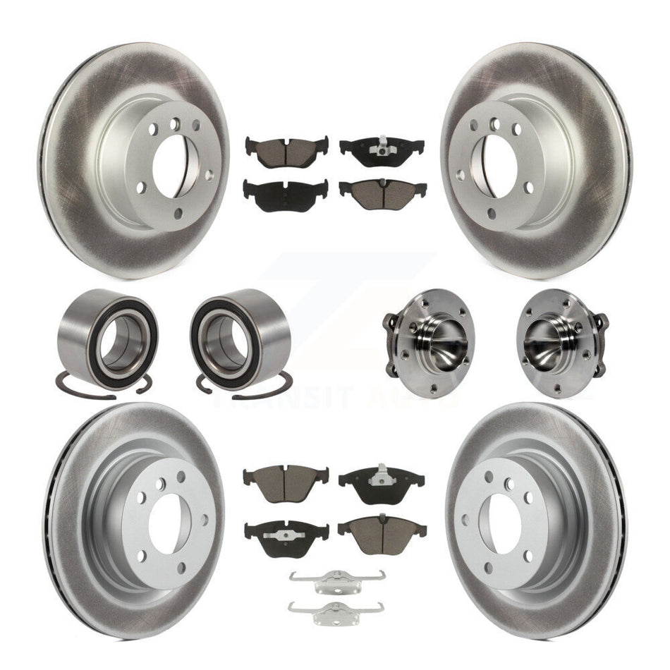 Front Rear Wheel Hub Bearings Assembly Coated Disc Brake Rotors And Ceramic Pads Shoes Kit (10Pc) For BMW 328i 323i KBB-121614