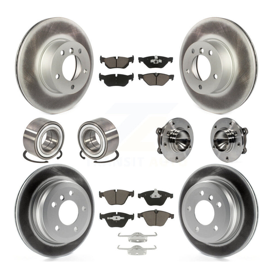 Front Rear Wheel Hub Bearings Assembly Coated Disc Brake Rotors And Ceramic Pads Shoes Kit (10Pc) For BMW 328i KBB-121615