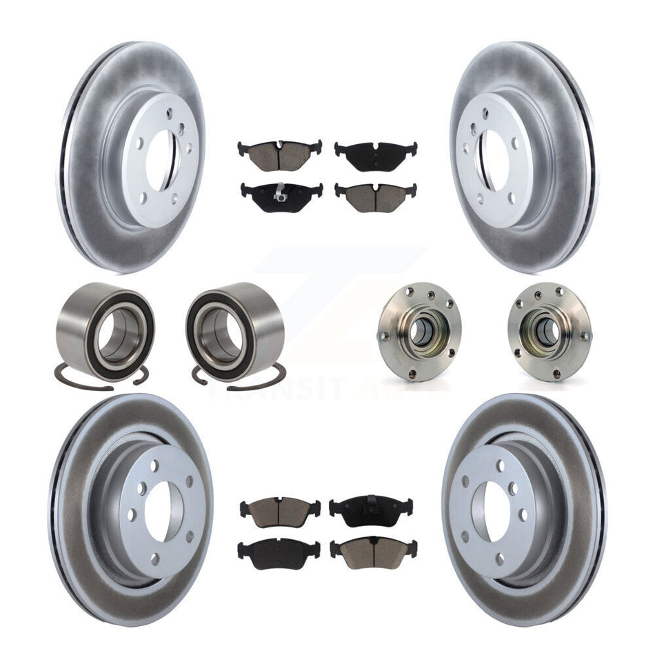 Front Rear Wheel Hub Bearings Assembly Coated Disc Brake Rotors And Ceramic Pads Shoes Kit (10Pc) For BMW 325Ci 323i 328i 323Ci 328Ci KBB-121625