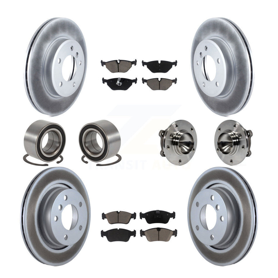 Front Rear Wheel Hub Bearings Assembly Coated Disc Brake Rotors And Ceramic Pads Shoes Kit (10Pc) For 2006 BMW 325Ci KBB-121627