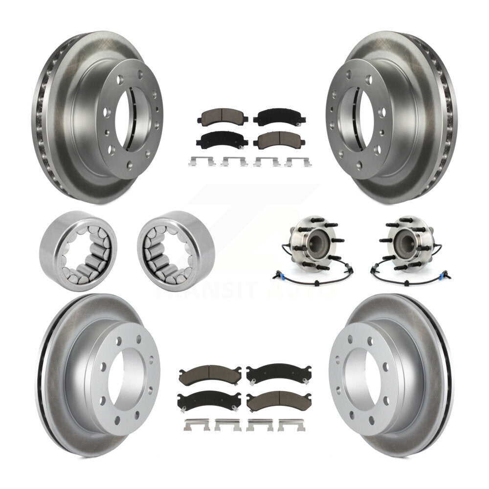 Front Rear Hub Bearing Coated Brake Rotor Pads Shoe Kit (10Pc) For Chevrolet Express 2500 KBB-121632