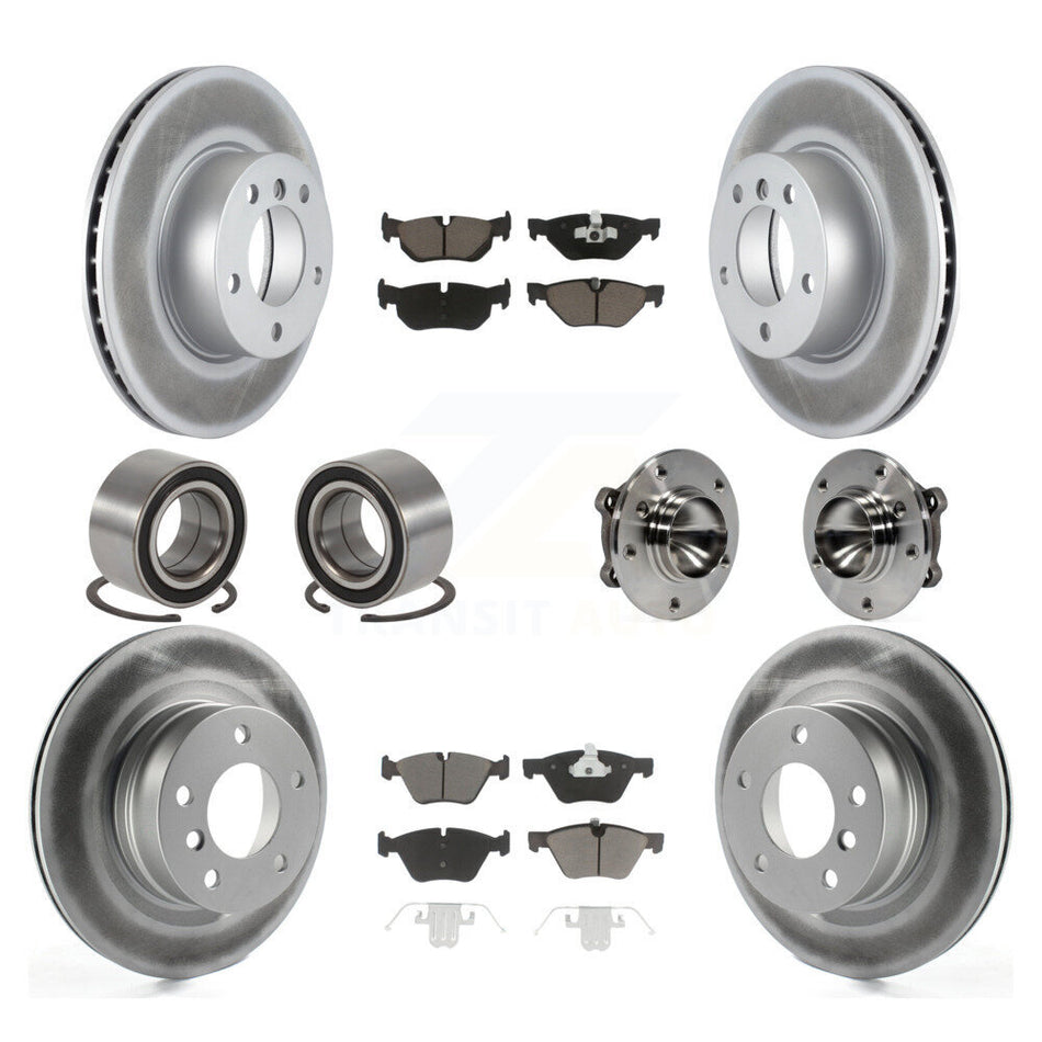 Front Rear Wheel Hub Bearings Assembly Coated Disc Brake Rotors And Ceramic Pads Shoes Kit (10Pc) For 2008-2013 BMW 128i KBB-121643