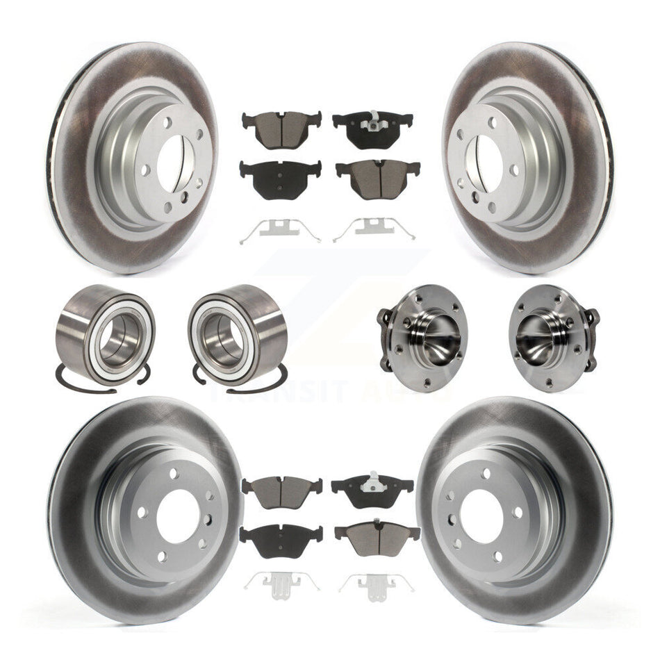 Front Rear Wheel Hub Bearings Assembly Coated Disc Brake Rotors And Ceramic Pads Shoes Kit (10Pc) For 2006 BMW 330i KBB-121644