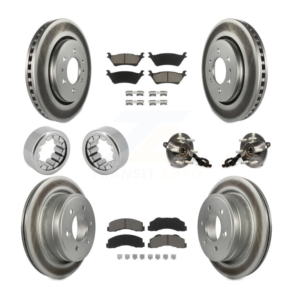 Front Rear Hub Bearings Coated Disc Brake Rotors And Pads Shoes Kit (10Pc) For Ford F-150 KBB-121662