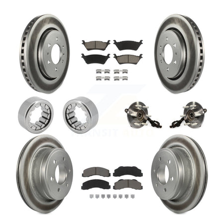 Front Rear Hub Bearings Coated Disc Brake Rotors And Pads Shoes Kit (10Pc) For Ford F-150 KBB-121662