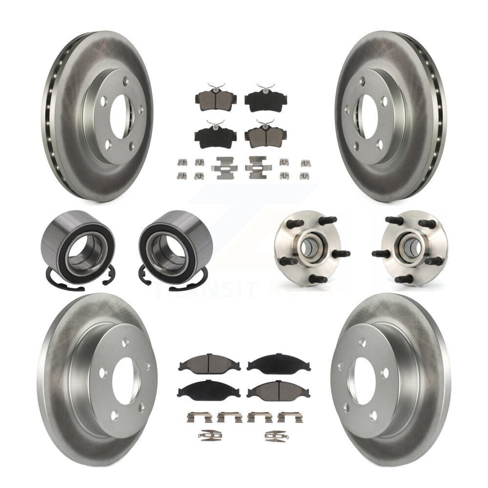 Front Rear Wheel Hub Bearings Assembly Coated Disc Brake Rotors And Ceramic Pads Shoes Kit (10Pc) For 2003 Ford Mustang SVT Cobra 10th Anniversary KBB-121665