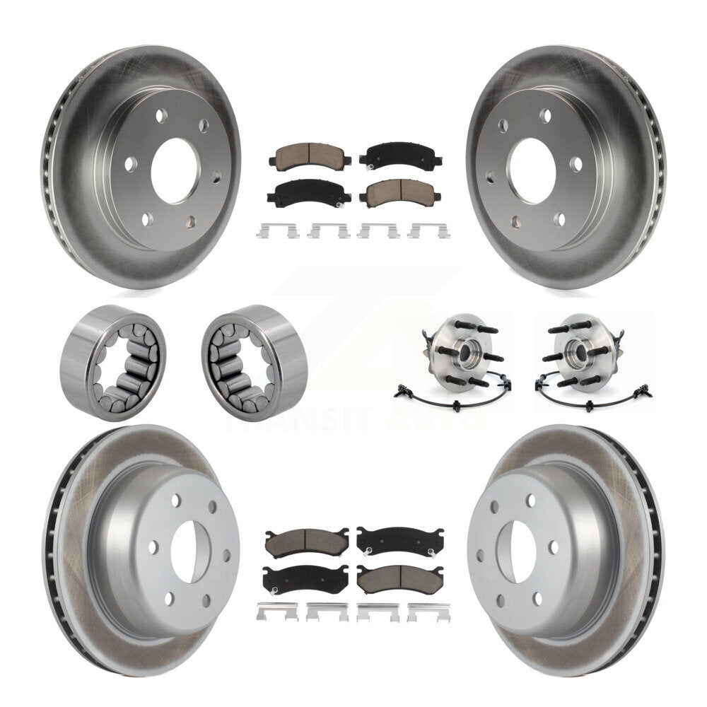 Front Rear Hub Bearing Coated Brake Rotor Pads Shoe Kit (10Pc) For Chevrolet Express 1500 KBB-121670