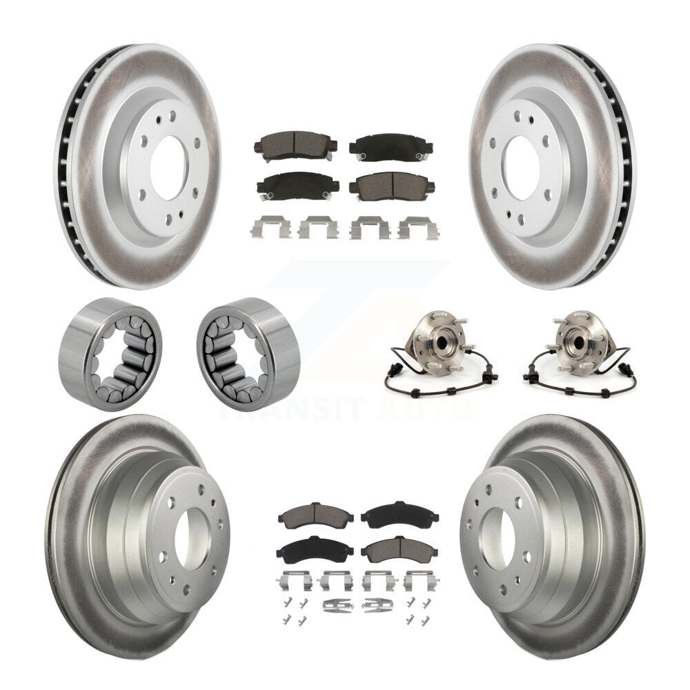 Front Rear Hub Bearing Coat Brake Rotor Pad Shoe Kit (10Pc) For GMC Envoy Chevrolet Buick KBB-121691