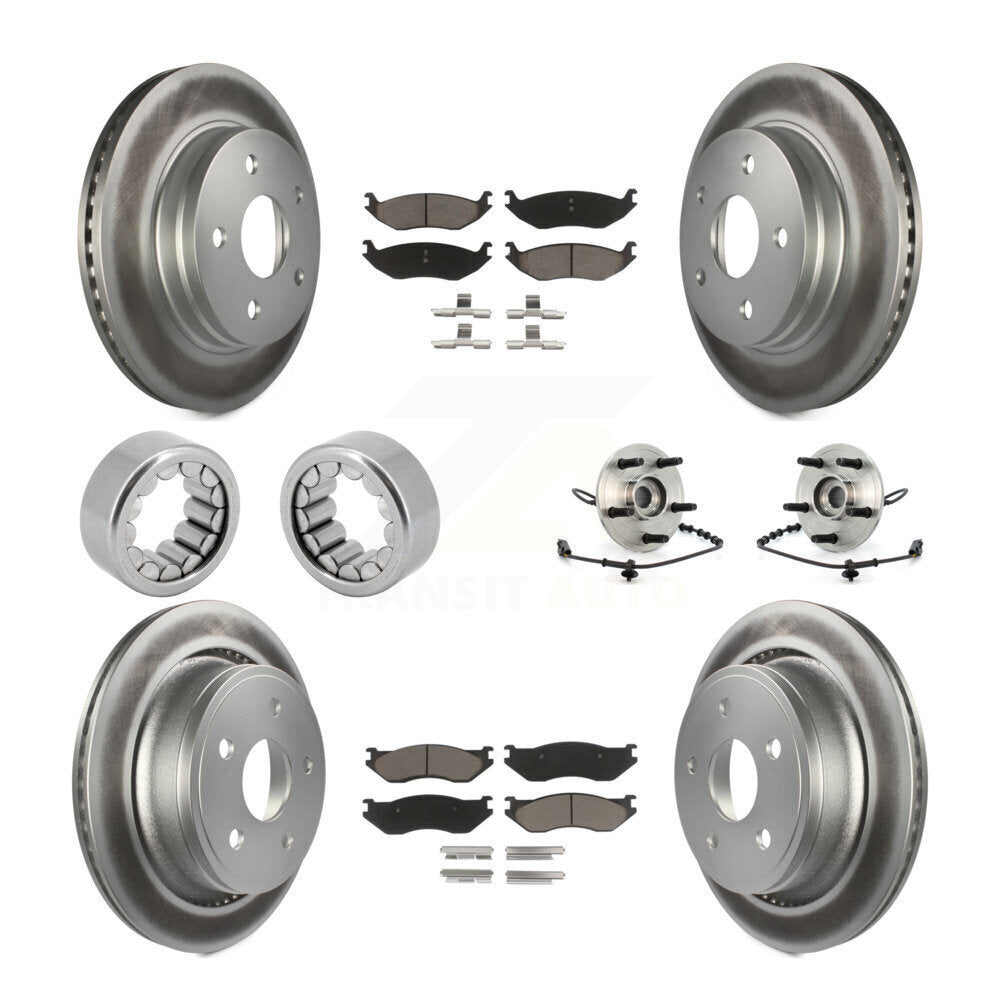 Front Rear Hub Bearing Coated Disc Brake Rotor And Pad Shoe Kit (10Pc) For Dodge Ram 1500 KBB-121704