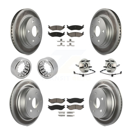 Front Rear Hub Bearing Coated Disc Brake Rotor And Pad Shoe Kit (10Pc) For Dodge Ram 1500 KBB-121704