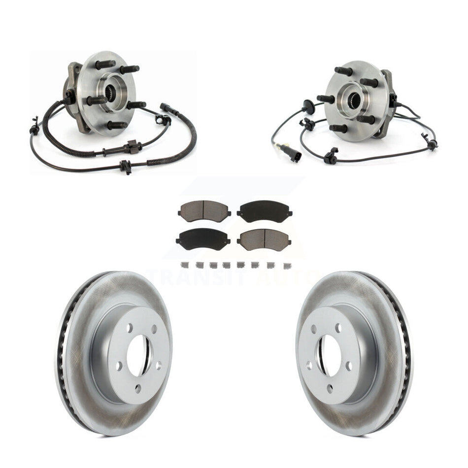 Front Hub Bearing Assembly With Coated Disc Brake Rotors And Ceramic Pads Kit For Jeep Liberty KBB-121753
