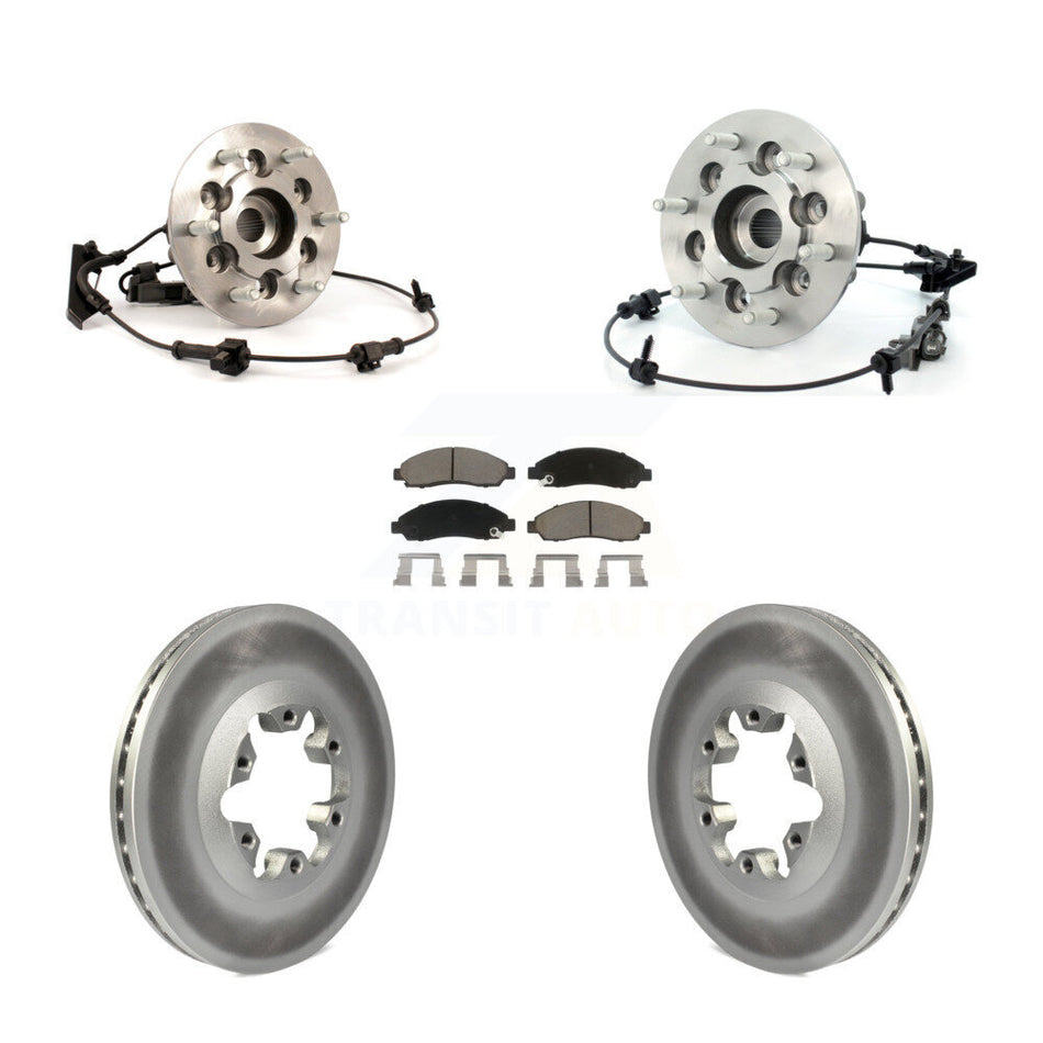 Front Hub Bearing Assembly With Coated Disc Brake Rotors And Ceramic Pads Kit For Chevrolet Colorado GMC Canyon Isuzu i-370 i-350 KBB-121756
