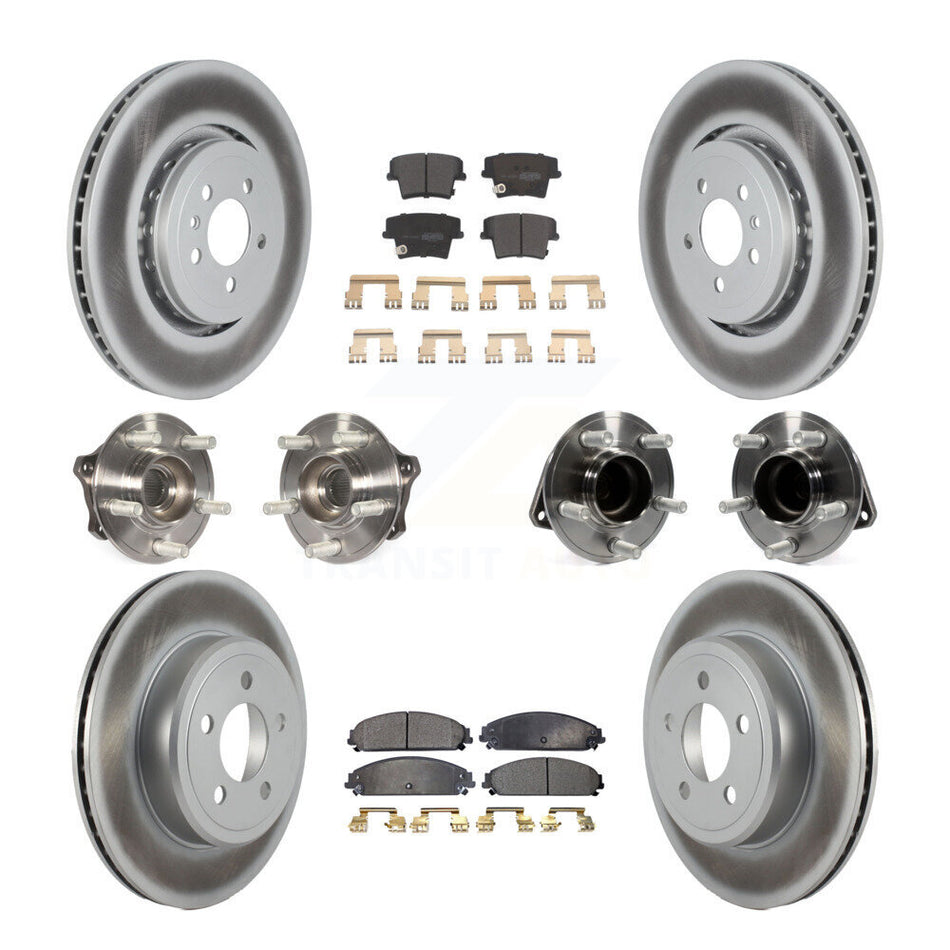 Front Rear Hub Bearings Assembly Coated Disc Brake Rotors And Semi-Metallic Pads Kit (10Pc) For 2017-2018 Dodge Charger RWD with 5.7L With 355mm Diameter Rotor KBB-121766