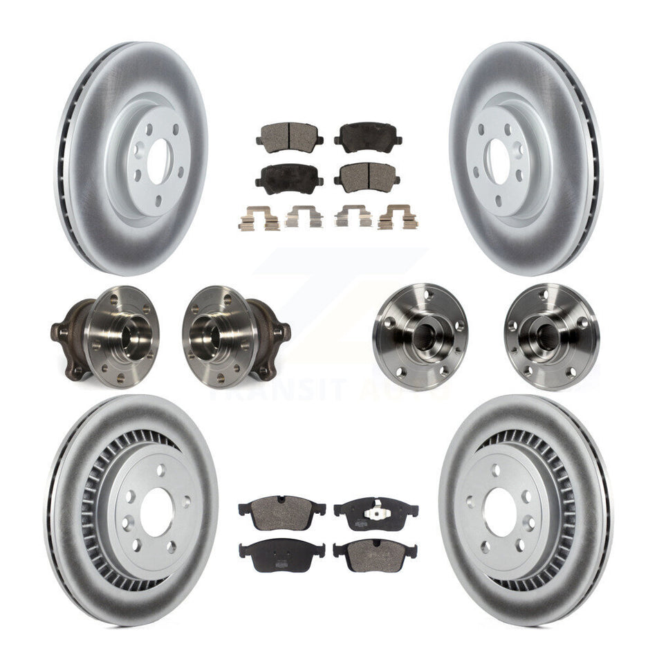 Front Rear Hub Bearings Assembly Coated Disc Brake Rotors And Semi-Metallic Pads Kit (10Pc) For Volvo XC60 AWD KBB-121767