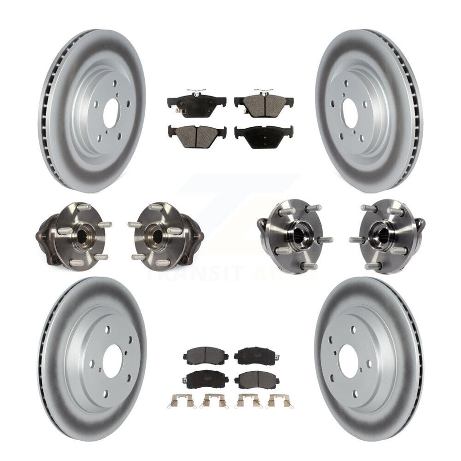 Front Rear Hub Bearings Assembly Coated Disc Brake Rotors And Semi-Metallic Pads Kit (10Pc) For 2019 Subaru Forester With 316mm Diameter Rotor KBB-121775