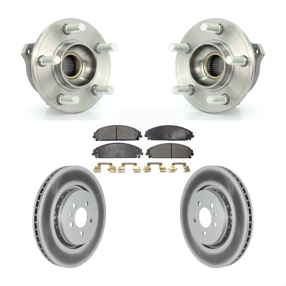 Front Hub Bearing Assembly With Coated Disc Brake Rotors And Semi-Metallic Pads Kit For Dodge Charger 355mm Diameter Rotor KBB-121788