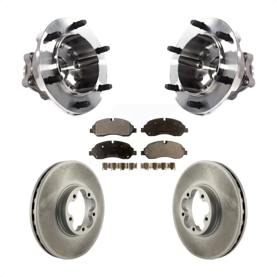 Front Hub Bearing Assembly With Coated Disc Brake Rotors And Semi-Metallic Pads Kit For 2015-2018 Ford Transit-350 HD Dual Rear Wheels KBB-121795