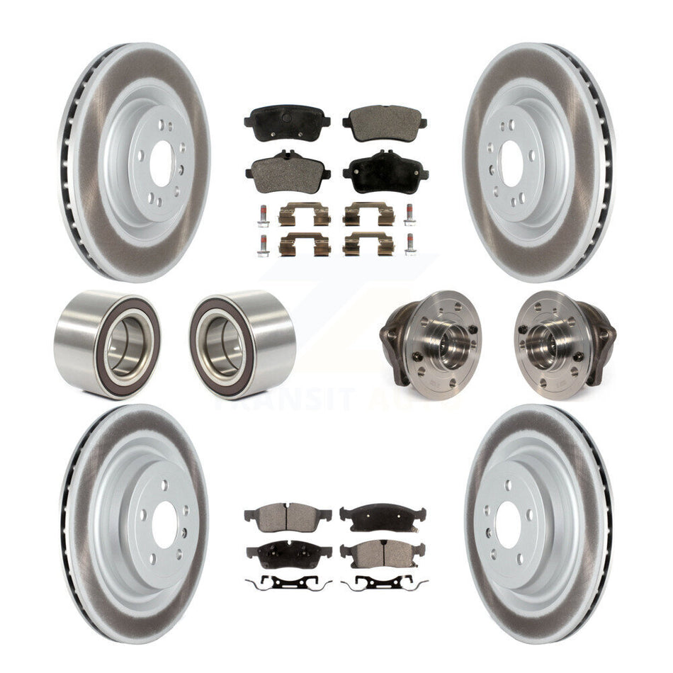 Front Rear Wheel Hub Bearings Assembly Coated Disc Brake Rotors And Semi-Metallic Pads Shoes Kit (10Pc) For Mercedes-Benz GL450 GL350 Without Sport Package KBB-121800