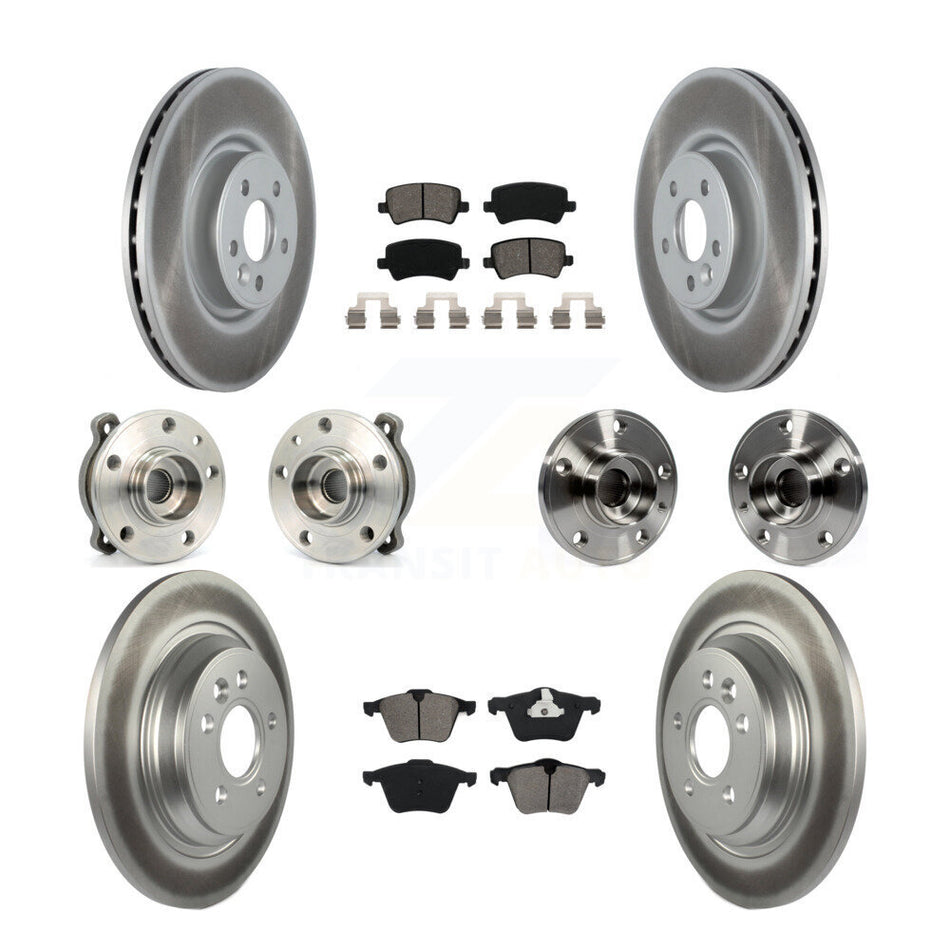 Front Rear Hub Bearings Assembly Coated Disc Brake Rotors And Semi-Metallic Pads Kit (10Pc) For 2013-2014 Volvo S60 3.0L With 336mm Diameter Rotor KBB-121815