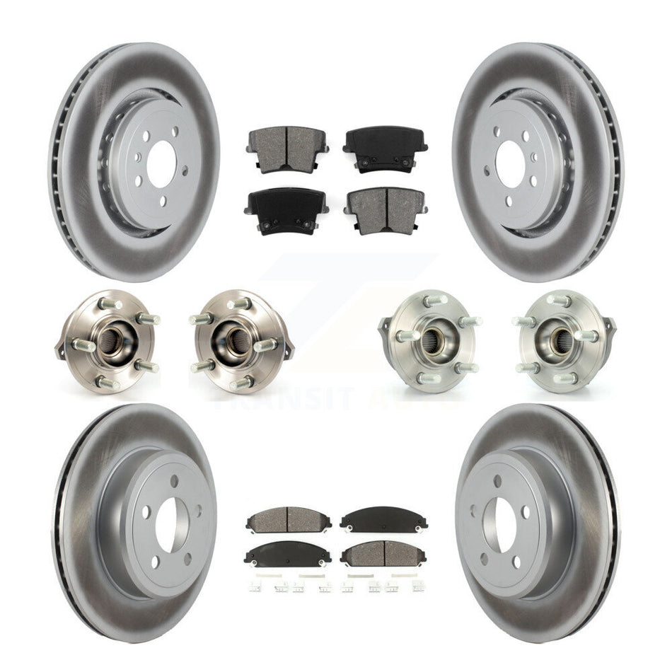Front Rear Hub Bearings Assembly Coated Disc Brake Rotors And Semi-Metallic Pads Kit (10Pc) For 2014 Dodge Charger AWD with 3.6L With 355mm Diameter Rotor KBB-121820