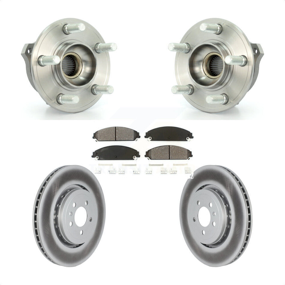 Front Hub Bearing Assembly With Coated Disc Brake Rotors And Semi-Metallic Pads Kit For Dodge Charger 355mm Diameter Rotor KBB-121834