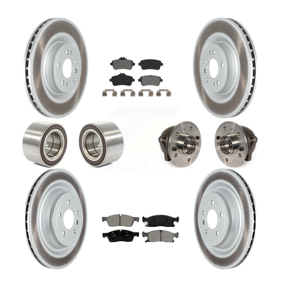 Front Rear Wheel Hub Bearings Assembly Coated Disc Brake Rotors And Semi-Metallic Pads Shoes Kit (10Pc) For Mercedes-Benz GL450 GL350 Without Sport Package KBB-121845