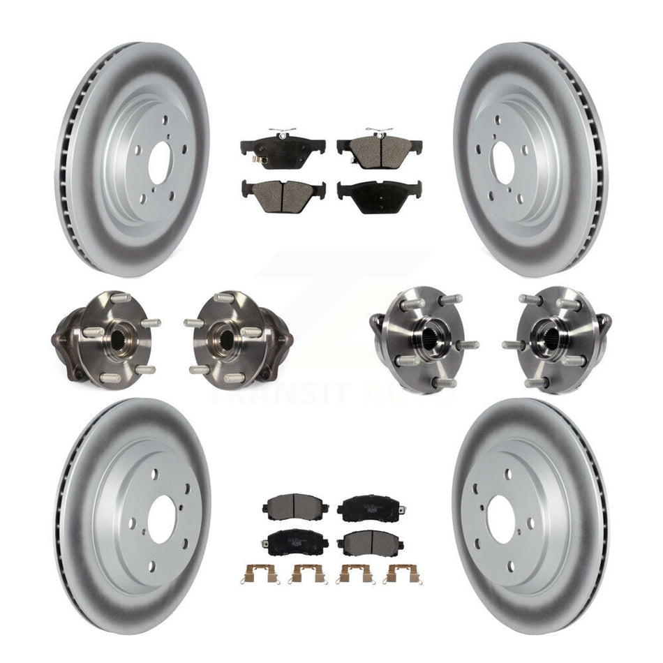 Front Rear Hub Bearings Assembly Coated Disc Brake Rotors And Ceramic Pads Kit (10Pc) For 2019 Subaru Forester With 316mm Diameter Rotor KBB-121868