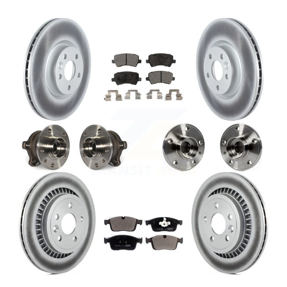 Front Rear Hub Bearings Assembly Coated Disc Brake Rotors And Ceramic Pads Kit (10Pc) For Volvo XC60 AWD KBB-121869