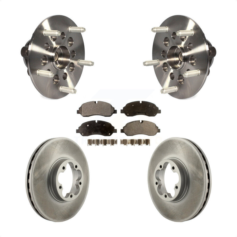 Front Hub Bearing Assembly With Coated Disc Brake Rotors And Ceramic Pads Kit For 2015-2019 Ford Transit-350 HD Single Rear Wheels KBB-121875