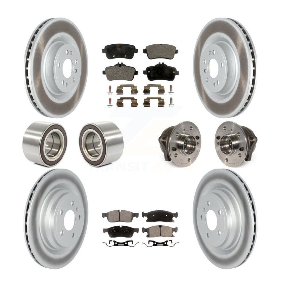 Front Rear Wheel Hub Bearings Assembly Coated Disc Brake Rotors And Ceramic Pads Shoes Kit (10Pc) For 2016-2017 Mercedes-Benz GLE400 Without Sport Package KBB-121889