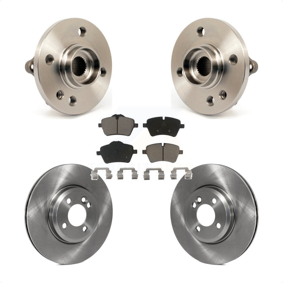 Front Hub Bearing Assembly With Disc Brake Rotors And Ceramic Pads Kit For Mini Cooper 294mm Diameter Rotor 4 Lug Wheels KBB-121898