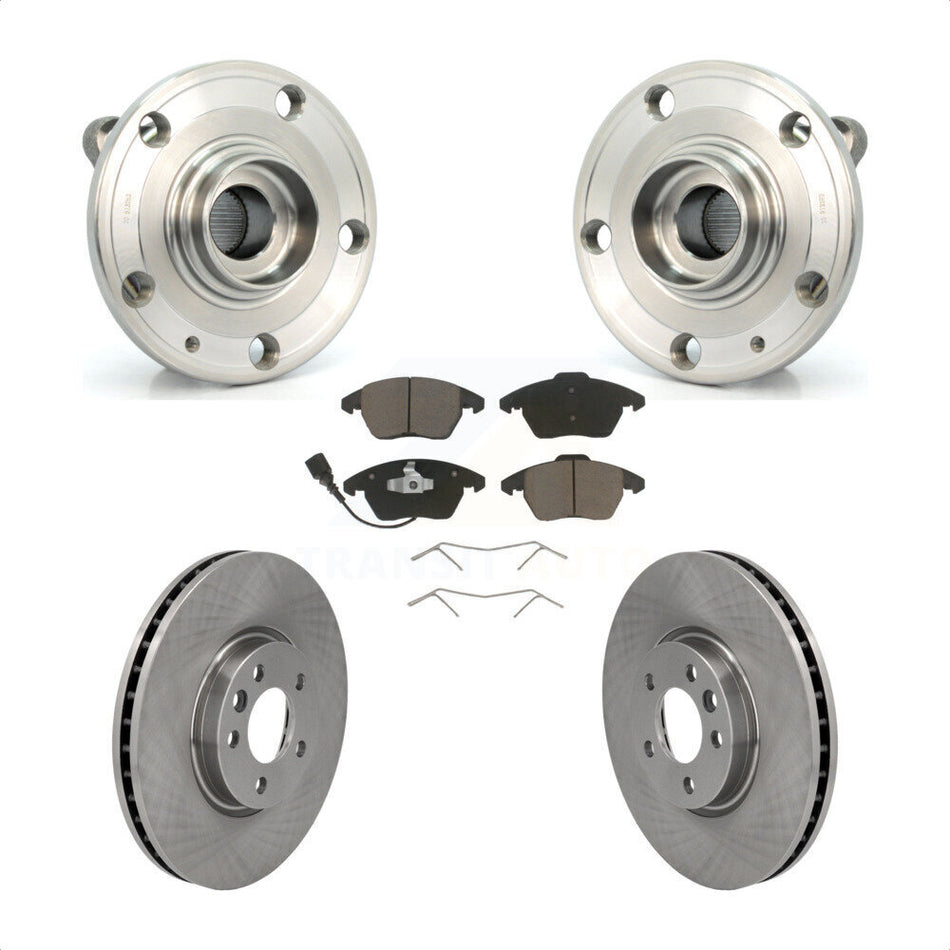 Front Hub Bearing Assembly With Disc Brake Rotors And Ceramic Pads Kit For Volkswagen CC 340mm Diameter Rotor KBB-121929