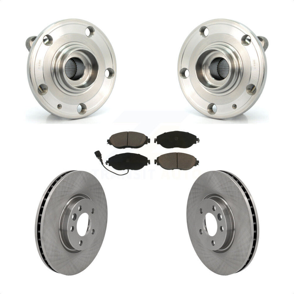 Front Hub Bearing Assembly With Disc Brake Rotors And Ceramic Pads Kit For Volkswagen CC AWD KBB-121933