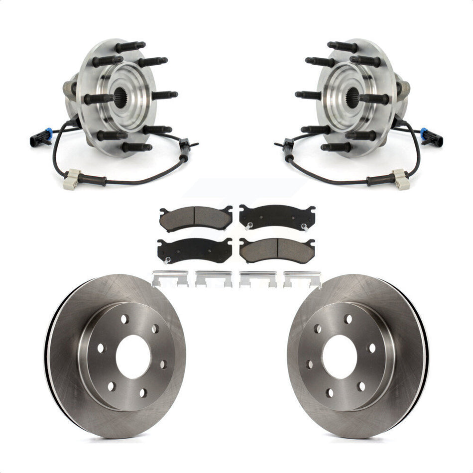 Front Hub Bearing Assembly With Disc Brake Rotors And Ceramic Pads Kit For Chevrolet Silverado 1500 GMC Sierra Classic 8 Lug Wheels KBB-121961