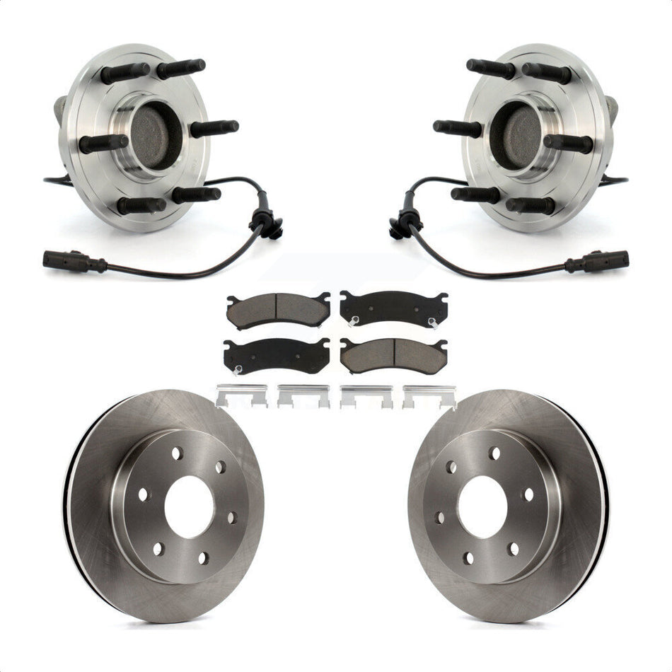 Front Hub Bearing Assembly With Disc Brake Rotors And Ceramic Pads Kit For 2007 Chevrolet Silverado 1500 LT LTZ with RWD rear brakes KBB-121965