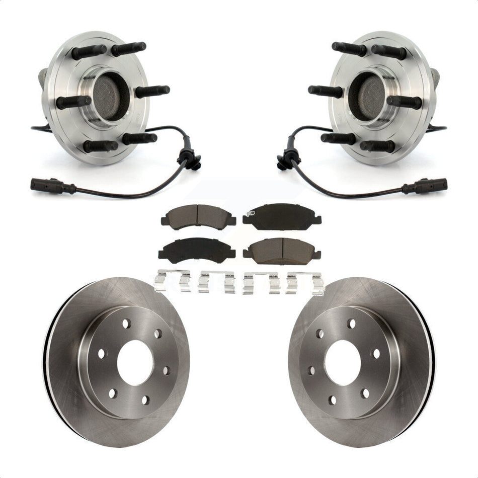 Front Hub Bearing Assembly With Disc Brake Rotors And Ceramic Pads Kit For 2007 GMC Sierra 1500 SLT SLE with RWD rear brakes KBB-121969