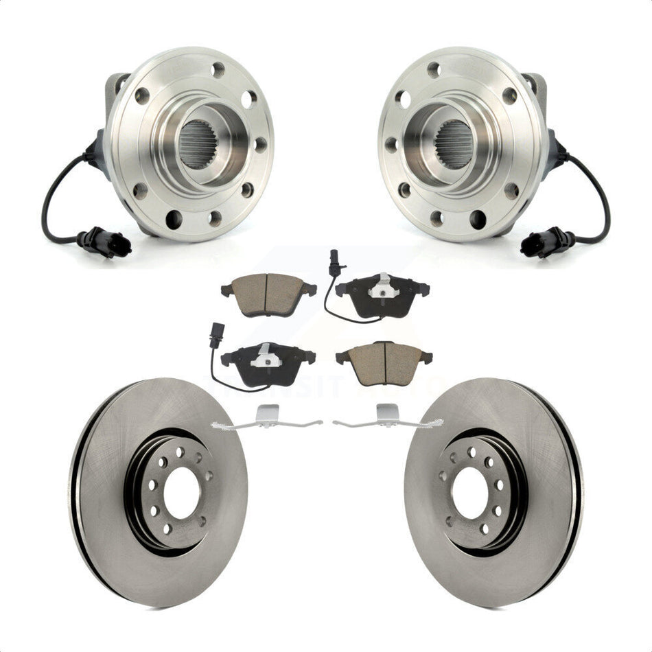 Front Hub Bearing Assembly With Disc Brake Rotors And Ceramic Pads Kit For 2010-2011 Saab 9-3X 314mm Diameter Rotor KBB-121999