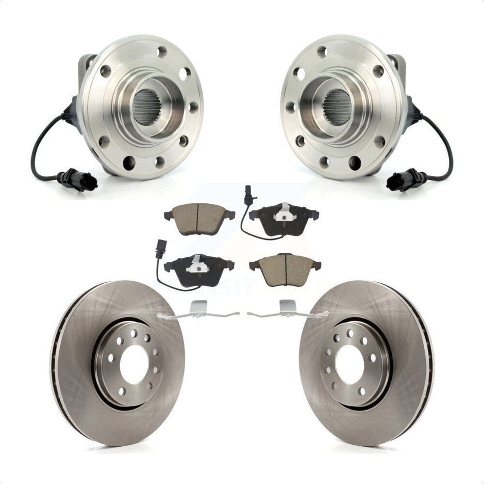 Front Hub Bearing Assembly With Disc Brake Rotors And Ceramic Pads Kit For 2010 Saab 9-3X 302mm Diameter Rotor KBB-122001