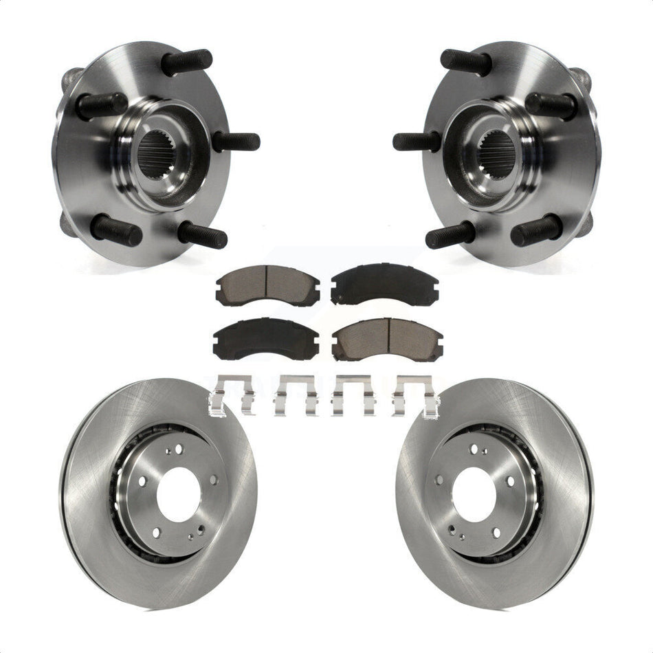 Front Hub Bearing Assembly With Disc Brake Rotors And Ceramic Pads Kit For 2010-2011 Mitsubishi Lancer Ralliart Sportback with AWD KBB-122015