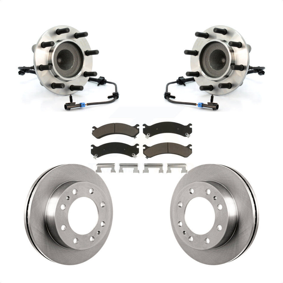 Front Hub Bearing Assembly With Disc Brake Rotors And Ceramic Pads Kit For Chevrolet Express 3500 GMC Savana 4500 KBB-122033