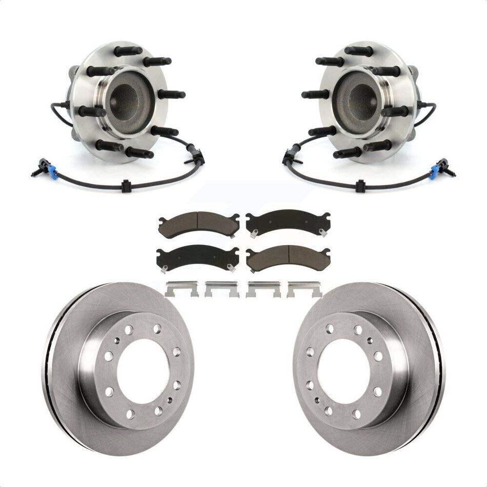 Front Hub Bearing Assembly With Disc Brake Rotors And Ceramic Pads Kit For 2009-2015 Chevrolet Express 4500 GMC Savana Under 9600 Lb GVW KBB-122034